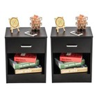 Set 2pack Bedroom Nightstand End Side Bedside Table W  Drawer Storage Shelf Wood