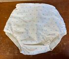 Vintage Infant Baby Girl Ruffle Bottom Diaper Cover White Pale Blue Hearts