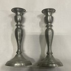 Leonard Genuine Pewter Weighted Candlesticks Pair Marked Genuine Pewter Belgium