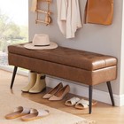 Storage Ottoman Bench Bed  40  Faux Leather Tufted Entryway Bench  Long Ottom   