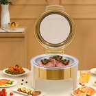 6 Liter Round Roll Top Chafing Dish Buffet Set With Glass Window For Banquet
