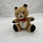 Vintage Russ Teddy Bear Theodore Tuxedo Tan Brown Plush Stuffed Animal Red Bow
