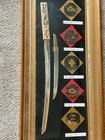 Framed Japanese Sword Fittingsdisplay 5 Tsuba Kogai Miniaturesamurai Sword
