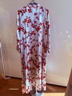 Natori 100  Silk Kimono Maxi Kaftan Long Japanese Cherry Blossom Design Sz Large