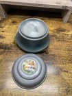 Powder Puff Music Box Vintage Round Metal Vanity Victorian Couple - 