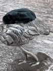 Antique Sterling Silver Ostrich Sewing Pin Cushion Stg Sil Wk