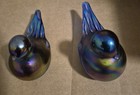 Set Of 2 Iridescent Glass Bluebird Figurines Decorative Collectibles