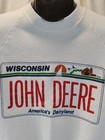 John Deere Wisconsin License Plate Kids Sweatshirt Long Sleeve 14 16 Usa Made