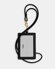 Coach Crossgrain Leather Lanyard Badge Id Holder - Black gold 57311
