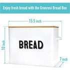 10  Tall Metal Bread Box Storage Container W bamboo Wooden Lid  White  used 