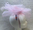 Pink Net Feather Fascinator Hat Nwt Headband Hair Clip Flower Headpiece Floral