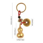 2 Pcs Chinese Gourd Brass Wu Lou Keychains  Gold Feng Shui Coins