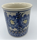 Polish Pottery Mug Made In Poland Blue Floral Unikat Boleseawiec Euc