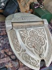 Rare Nickel Antique Victorian Cast Iron Coal Ash Fireplace Scuttle Bucket 