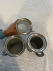 Vtg English Pewter Beer Mugs Stein Tankard Set Of 3 Glass Bottoms Barware Decor