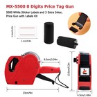 Mx-5500 8 Digits Price Tag Gun With 5000 White Sticker Labels And 3 Extra Ink   