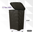 Laundry Hamper Basket With Lid 60 Liter - Deluxe Wicker Style Brown Color - 1 70