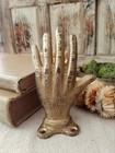 Antique Gold Painted Cast Iron Hand Wall Hanging Hook Display
