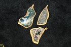 3 Genuine Ancient Roman Glass Pendants With Handmade Gold Plated Metal Mounts