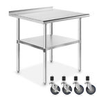 Stainless Steel 24  X 30  Nsf Kitchen Restaurant Prep Table W Backsplash Casters