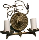 Vtg Brass Wall Sconce Gilt Cast Candelabra Antique Light   Hard Wire Or Plug In
