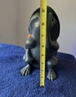 Vintage Cast Metal Frog Night Light Art Glass Lamp For Desk Table 9    Works Euc 