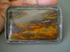 Native American Navajo Large Petrified Wood Sterl Silver Rectangular Belt Buckle