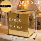 Sofarkkt Acrylic Gold Card Box With Slot   Lock  Metallic Golden Classy Wedding