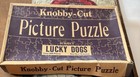 Vintage Knobby Cut Jigsaw Puzzle - Lucky Dogs - Girl With Puppies - Complete
