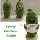 Handmade Emotional Support Pickle Keychain Positive Potato Bee Crochet Doll Gift