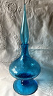 Mcm Mid Century Blenko 6212 Wayne Husted Art Glass Turquoise Blue Decanter Read