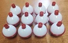12 Fishing Bobbers Round Floats 1-1 4  Red   White  Snap On  07120-003 New 