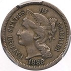 1888 3cn Pcgs Xf40 Three Cent Nickel Circulated Ef40 Free Shipping