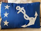 Nautical Burgee Sailing Flag Pillow Blue Fouled Anchor Yacht Club Commodore