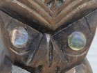 Vintage Hand Carved 7  Wooden Maori Style Statue Tiki With Paua Shell Eyes Read
