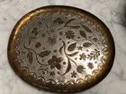 Antique Brass   Silver Inlaid Islamic Oval Tray 