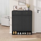 Entryway Shoe Storage Cabinet 2 Doors 2 Drawers Freestanding Organizer Shoe Rack