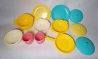 Vintage Little Tykes Kitchen Cookware Set Frying Pan Pot Plates Cups 12 Pieces