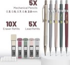 Mechanical Pencil Set With Leads And Eraser Refills  5 Sizes - 0 3  0 5  0 7  0 