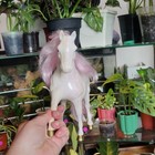 White Glitter Unicorn Figurine  Pink Mane   Tail  Gold Hooves  Fantasy