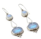 Handmade Rainbow Moonstone Sterling Silver Earrings Gemstone Jewelry For Women