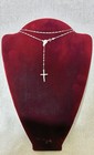 Vintage Sterling Silver 925 Rosary Bead Chain Cross Necklace 16    Religious Italy