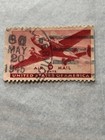 United States Air Mail 1943 6 Cent Used Aviation Stamp Red gray Machine Cancel