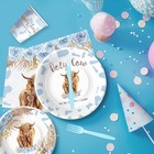 Highland Cow Baby Shower Decorations Tableware - Blue Boho Highland Holy Cow Bab