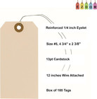 Label Tags With Wire Attached - 4 3 4  X 2 3 8  Box Of 100 Blank Manila Tags Wit