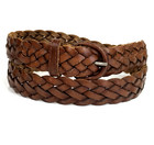 Dockers Brown Leather Belt Mens Size 38 Woven Braided Leather Buckle Casual Golf