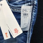 Nwt Wmns Y2k Rock Revival Blue Embellished Denim Katydid Boot Cut Jeans Sz 32