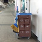  Janitorial Trolley Bag With 6 Pockets- Cleaning Cart Oxford Cloth Housekeeping