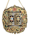 Vintage Wainberg Jewish Hanging Heavy Enamel Brass 10 Commandments Jerusalem