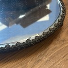 Antique Victorian Ornate Footed Plateau Beveled Mirror 12    Vanity Tray Metal